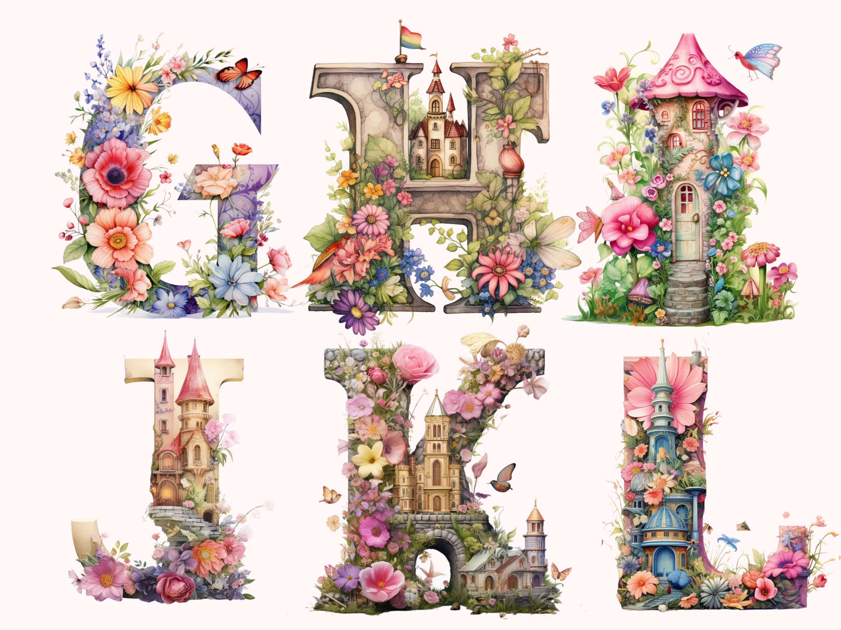 26 Alphabet Letters Clipartpng Princess Fairy Tale Castle - Etsy