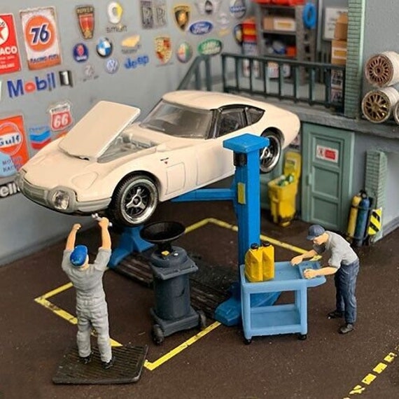 Set De Taller Para Coches Escala 1:18 – Elevador Y Cambiador De Neumáticos Con Herramientas, Ideal Para Dioramas Y Decoración De Tartas