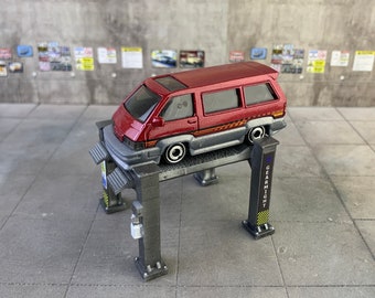 1/64 4- Pfosten Autoheber Aufzug für kleine Autos Garage Diorama Layout Scene Display oder Photobox Hintergrund - EINE 4-Bein-Lift