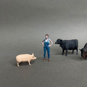 1/64 diorama personas granjera mujer con mono