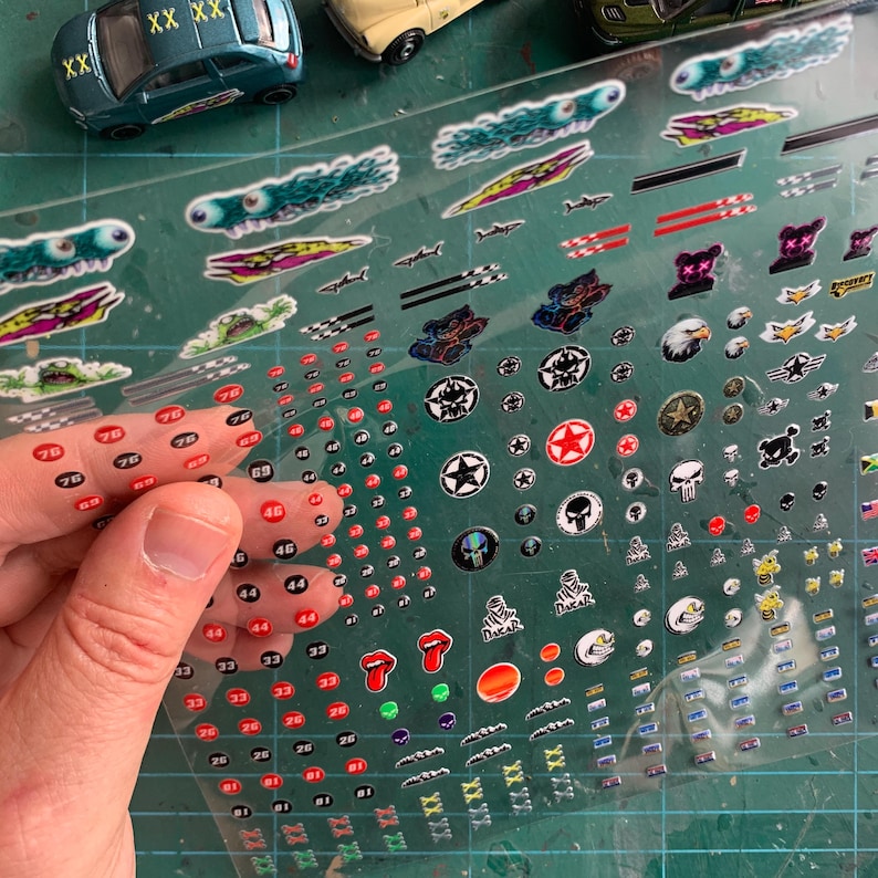 Picture of 1/64 Scale Car Decals Set 401 Stickers, Custom Model Livery, Miniature ...