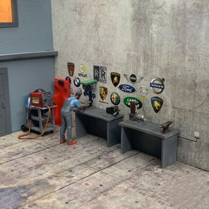 1/43 garage car service diorama machine tools set 2