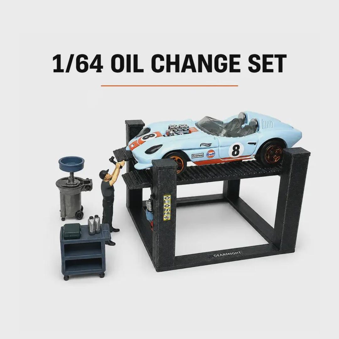1-64 Oil Change Set for Garage Diorama | Four Post Car Lift - Etsy
