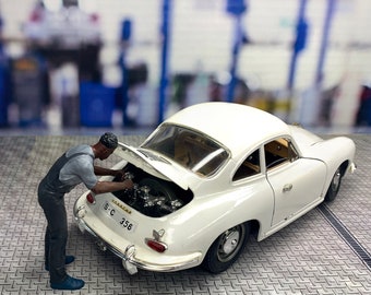 Diorama a escala 1:18: Taller mecánico de servicio de automóviles