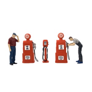 Complete Your 1-43 Diorama with Vintage Gas Station Set and Air Pump
