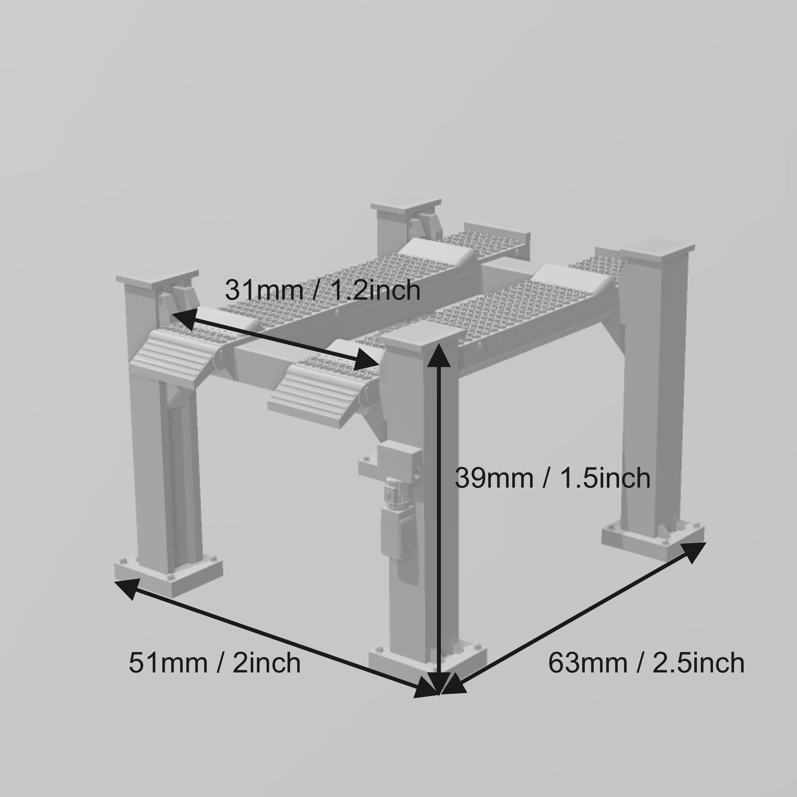 1/64 Scale 4- Post Car Lift Elevator for Mini Cars Garage Diorama ...
