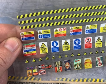1/43 Scale Garage Diorama Stickers – 103 Mini Signs, Posters, Wall Decals, Workshop Labels, Model Car Accessories, Mechanic Shop Decor
