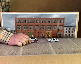 1/64 diorama backdrop DIGITAL FILE Abandoned factory photo background for incredible photos of your mini cars
