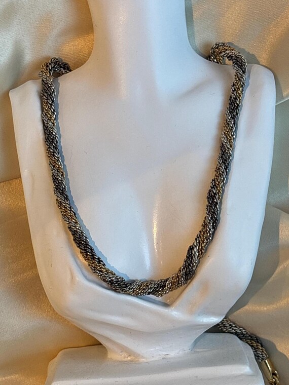 Vintage Christian Dior Twisted Rope Chain Necklace • Gold Tone 
