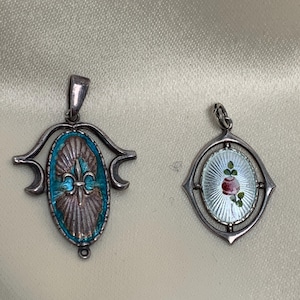 Two Edwardian  Silver & Enamel Pendant Charles Horner