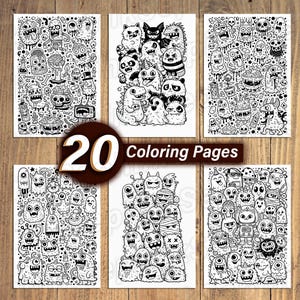 20 Funny Creepy Monster Coloring Pages | Doodle Art (Digital Download) image 5