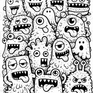 20 Funny Creepy Monster Coloring Pages | Doodle Art (Digital Download) image 8