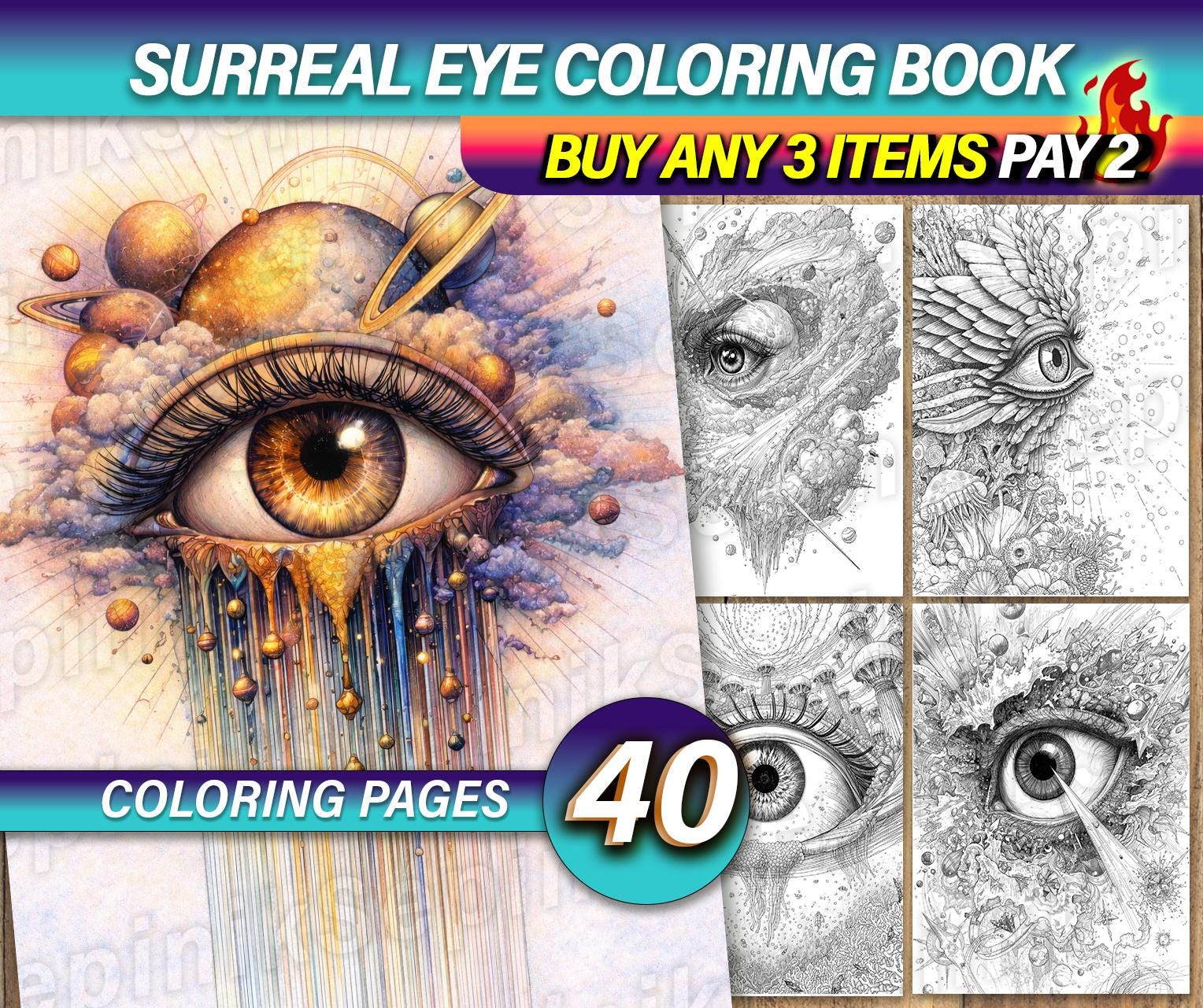 40 Eyes Coloring Pages | Detailed Eye Line Art | Adult Coloring Book ...