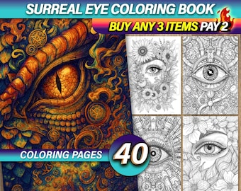 Surreal Eye Coloring Book | 40 Fantasy Art Pages (Digital Download)