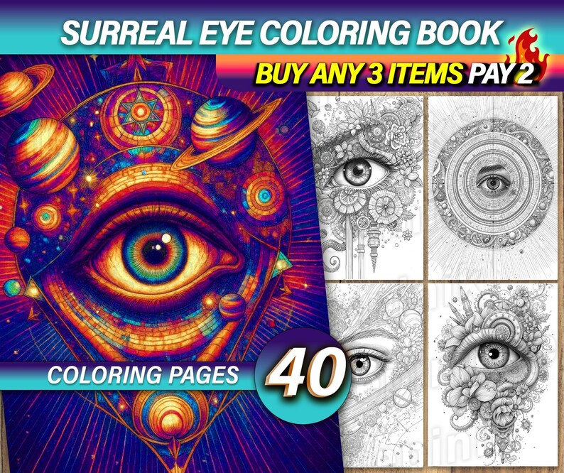 40 Eyes Coloring Pages | Detailed Eye Line Art | Adult Coloring Book ...