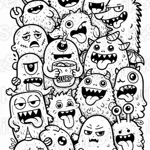 20 Funny Creepy Monster Coloring Pages | Doodle Art (Digital Download) image 7