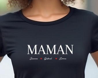 T-shirt cadeau maman et ses petits cœurs, Anniversaire maman - Fête des mères - Cadeau maman