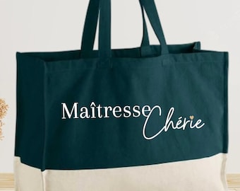 Bolsa de mano grande personalizada para maestros/ATSEM/niñeras queridas: regalo para ATSEM, regalo de fin de año, cumpleaños de niñeras, idea de regalo para maestros