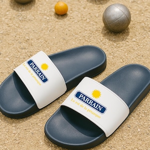 Personalized men&#39;s flip-flops, alcohol, pétanque, beach, holiday flip-flops, gift idea for men, godfather, dad, grandpa, uncle