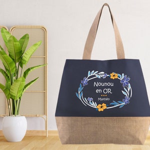 Nanny Gift - Large personalized nanny tote bag, end-of-year gift. Personalized teacher/nanny/Atsem gift.