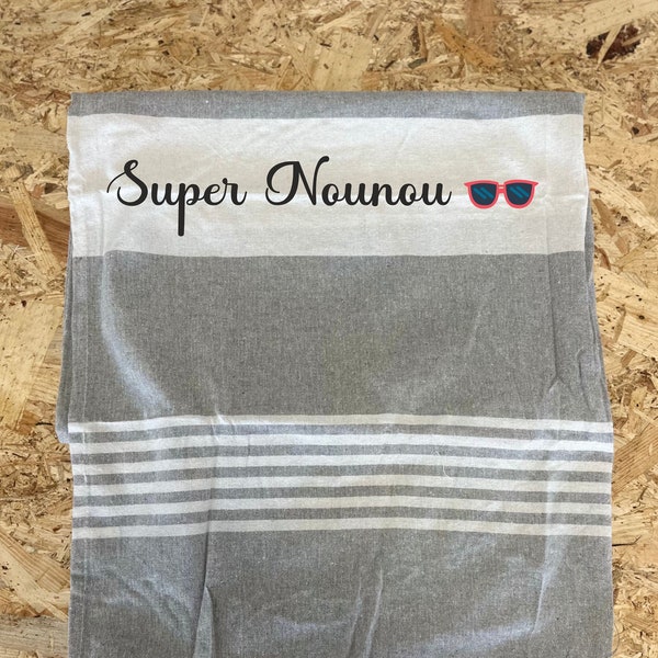 Fouta personnalisée, serviette personnalisé, serviette de plage, fouta plage, maman maîtresse nounou