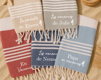 Personalized beach foutas, nanny gift, dad mom, personalized gift idea, beach towel, personalized beach fouta, gift