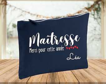 Large personalized teacher pencil case, end-of-year gift, school gift, personalized teacher pouch, master or nanny