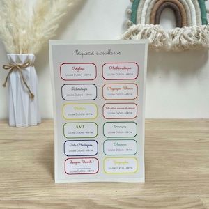 Set di etichette adesive personalizzate per materie di scuola media e superiore