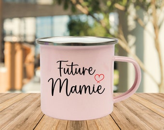 Future Grandma Pregnancy Announcement Mug - Vintage Enameled Steel Mug - Future Aunt Announcement Mug - Future Grandpa - Future Uncle - Baby Announcement