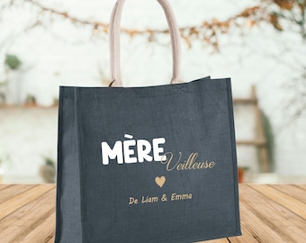 Personalized jute tote bag for mother's night light, Mom's birthday, Mother's Day, Mom's gift idea