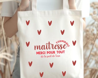 Bolsa de profesor personalizada, regalo de fin de curso, idea de regalo para profesor, bolsa atsem personalizada, agradecimiento de fin de curso, bolsa de mano
