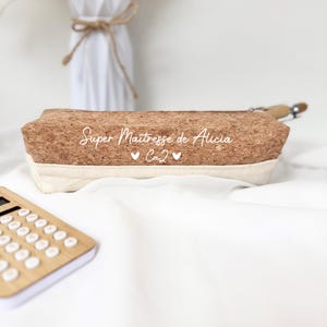 Estuche de corcho personalizado para profesores/maestros/ATSEM, regalo escolar, idea de regalo para profesores, agradecimiento ATSE, fin de curso, estuche para lápices