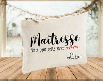 trousse à personnaliser maîtresse, cadeau fin d'année, cadeau école, merci de m'avoir fait grandir