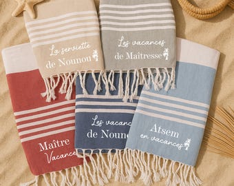 Gepersonaliseerde strandhanddoek voor leerkrachten, cadeau voor oppas, kerstcadeau voor leerkrachten, strandhanddoek voor leerkrachten, gepersonaliseerd kerstcadeau voor oppas