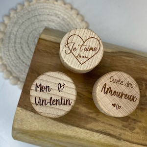 Set of 3 Valentine's Day Cork Stoppers - Personalized engraved gift