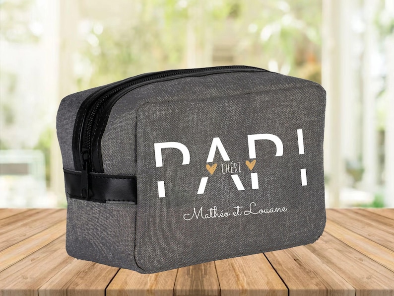 Trousse de toilette PAPI CHERI, personnalisée avec les prénoms ou texte de votre choix