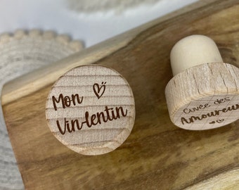 Cork Stopper "Mon Vin-lentin" - Unique Gift for Valentine's Day