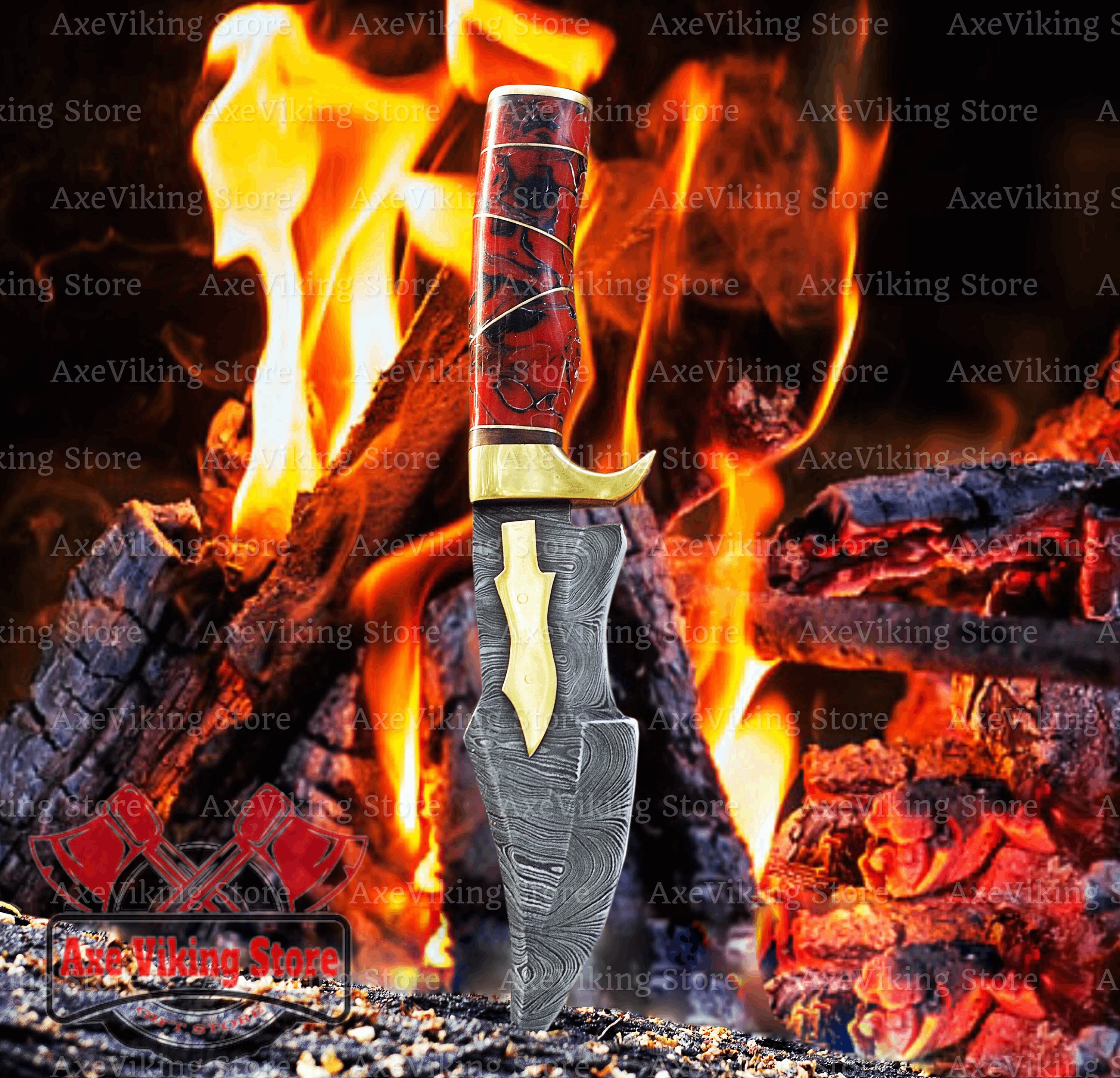 Custom Hand Damascus Hunting Knife, Damascus Fixed Blade Knife