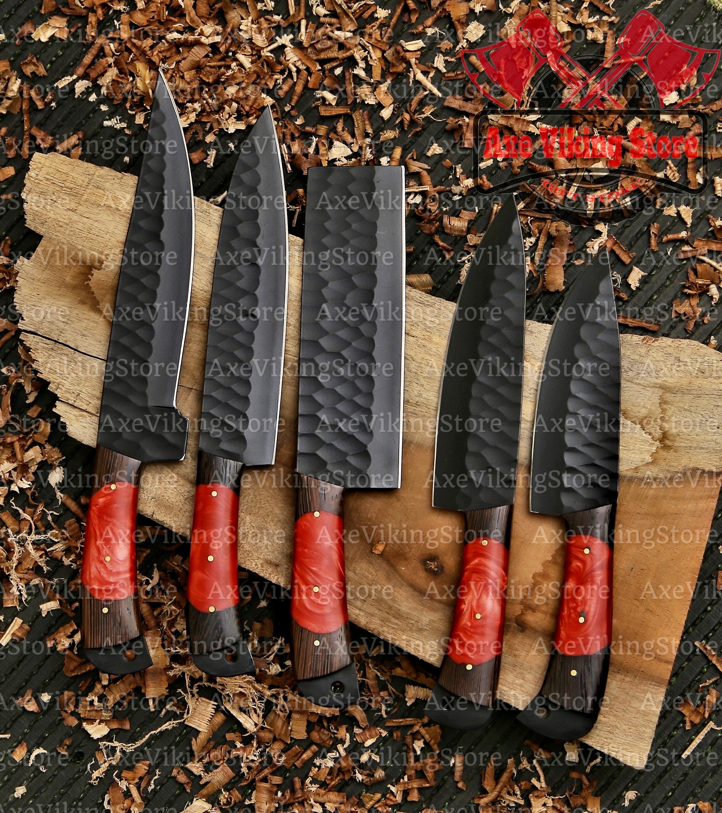 Hand CHEF'S KNIFE Set of 5 BBQ Knife Kitchen Knife Gift for Her
