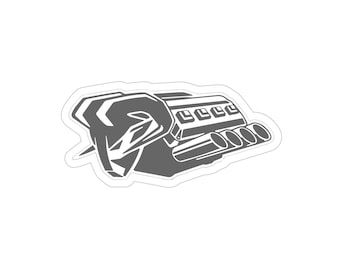 RAM V8 Hemi transparante buitensticker, gestanst grijs