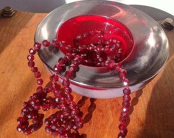 Cenedese Sommerso red Glass Bowl Murano Italian art sculpture Dish tray large radiant Suncatchers elliptical Asymmetric seasonal fireworks