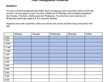 Executive functioning (time management, prioritization, organization, scheduling) worksheets.