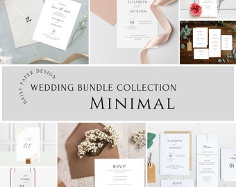 Wedding Invitation Set Template Download Modern Wedding Bundle Minimalist Wedding Invitation Set Elegant Wedding Editable Bundle Kit