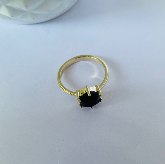 Onyx Ring, Hexagon Ring, Gift Ring, Signet Ring, Dainty Ring Onyx Ring, Hexagon Ring, Gift Ring, Signet Ring, Dainty Ring