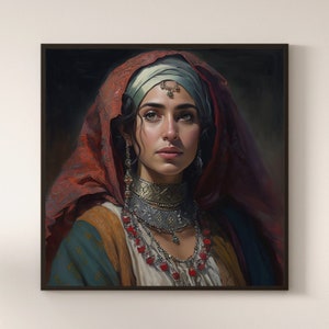 Middle eastern woman ethnic painting | ethnic portrait arab woman | printable wall art | wall decoration
