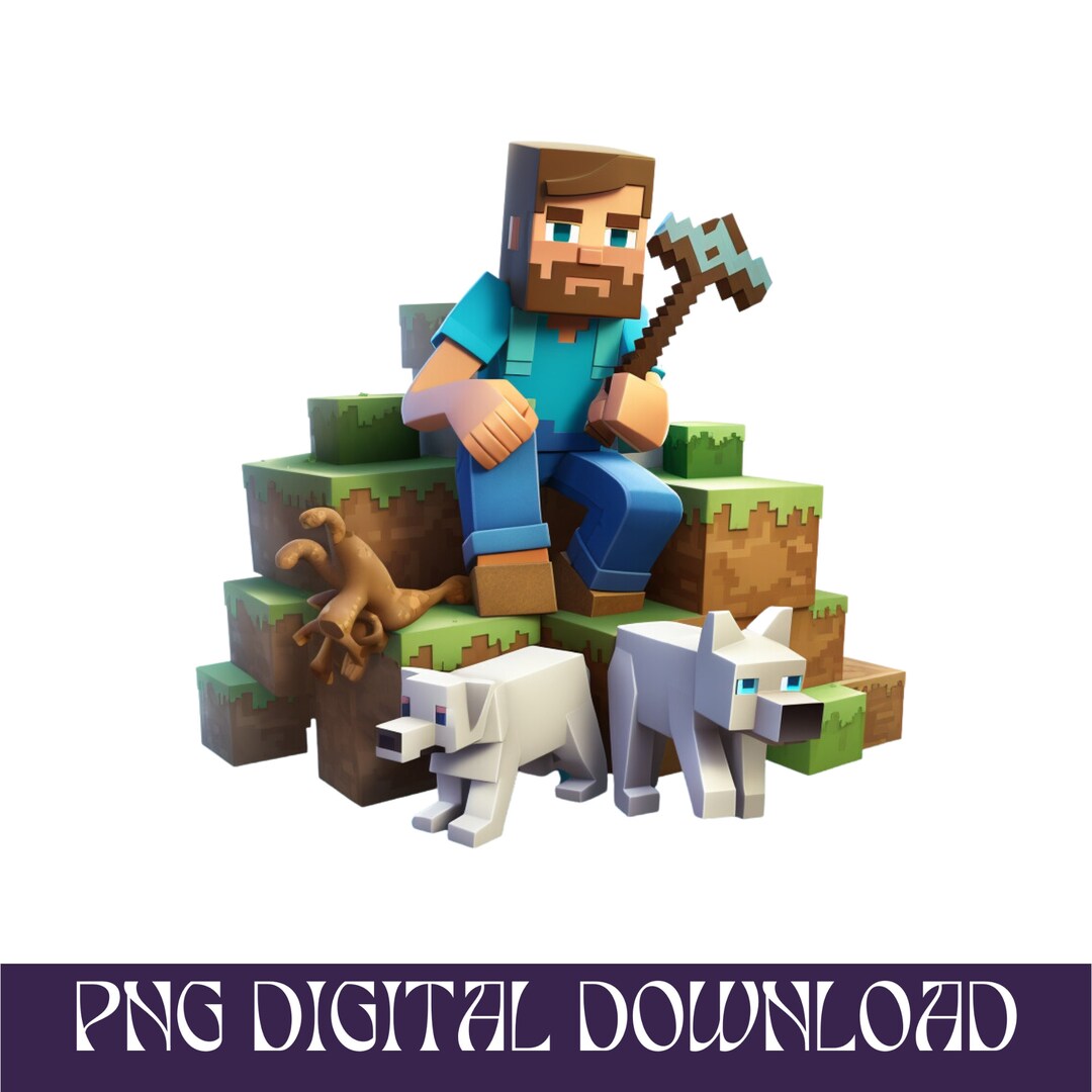 Minecraft Clipart Tumbler Steve Wrap Sticker T-shirt PNG Room Decor Wall Art Instant Creeper ...
