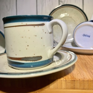Vintage Japanese rustic hand painted cup & saucer sets