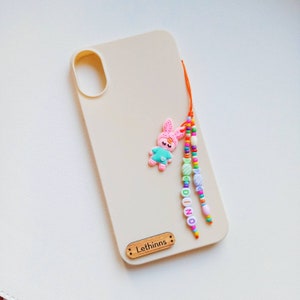 Kawaii Cartoon Phone Charm Personalized Name, bunte Perlen Anhänger mit Wunschtext, Cute Cartoon Figure Charm Customized Colorful Seed Beads image 3