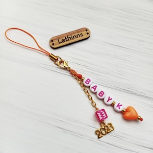 New Mom Gift, Baby Name and Zodiac Sign, Mommy Phone Charm, Gift for New Mom, My Child Phone Strap, New Mother Jewelry, Individuell Anhänger image 1