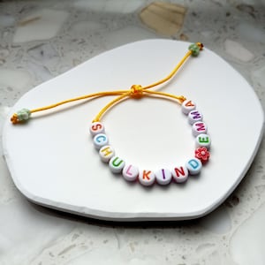 Personalised Name Bracelet Custom First Day of School Gift for Kids Schulkind Armband Einschulungsgeschenke Boys Girls String Rope Bracelet